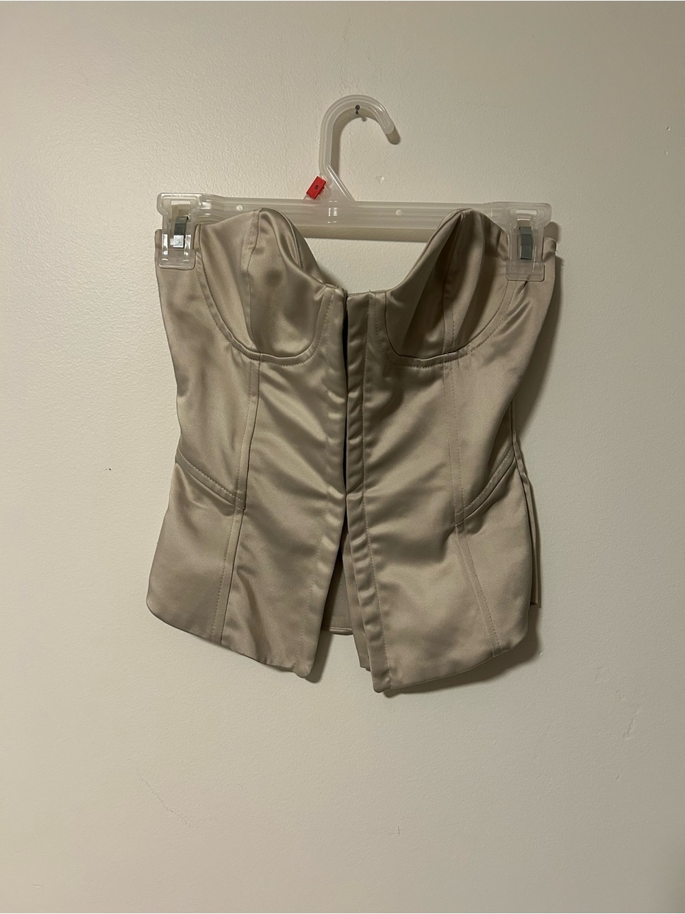 ZARA Champagne Satin Strapless Bustier Top